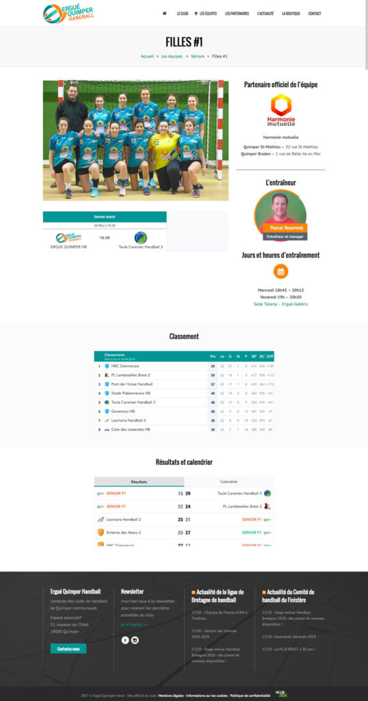 Site internet • Ergue Quimper Handball